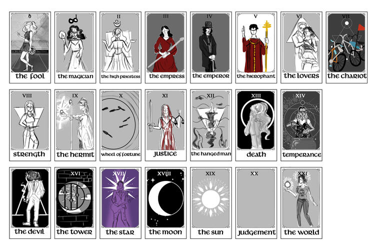 Curses Tarot Concept Sketches
